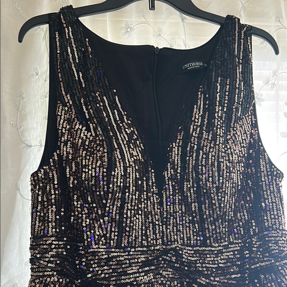 Black and Gold Sequin Dress